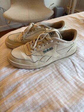 Reebok Cream Low-Top Sneakers with Green Logo